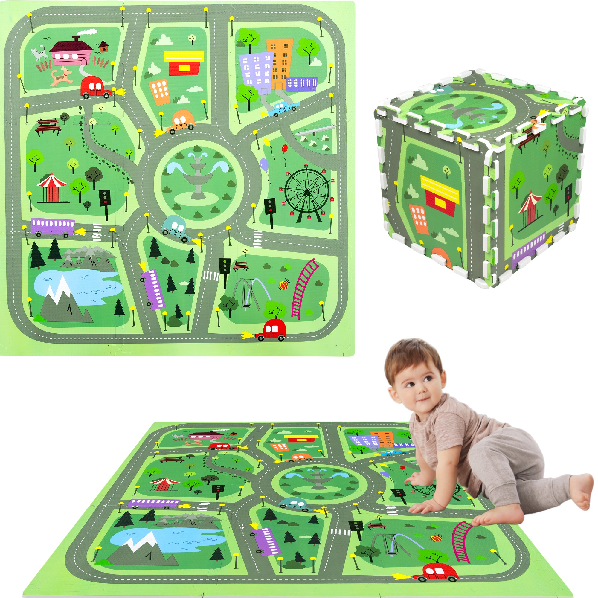 Mata puzzlowa 9 elem.30x30 miasteczko 90074