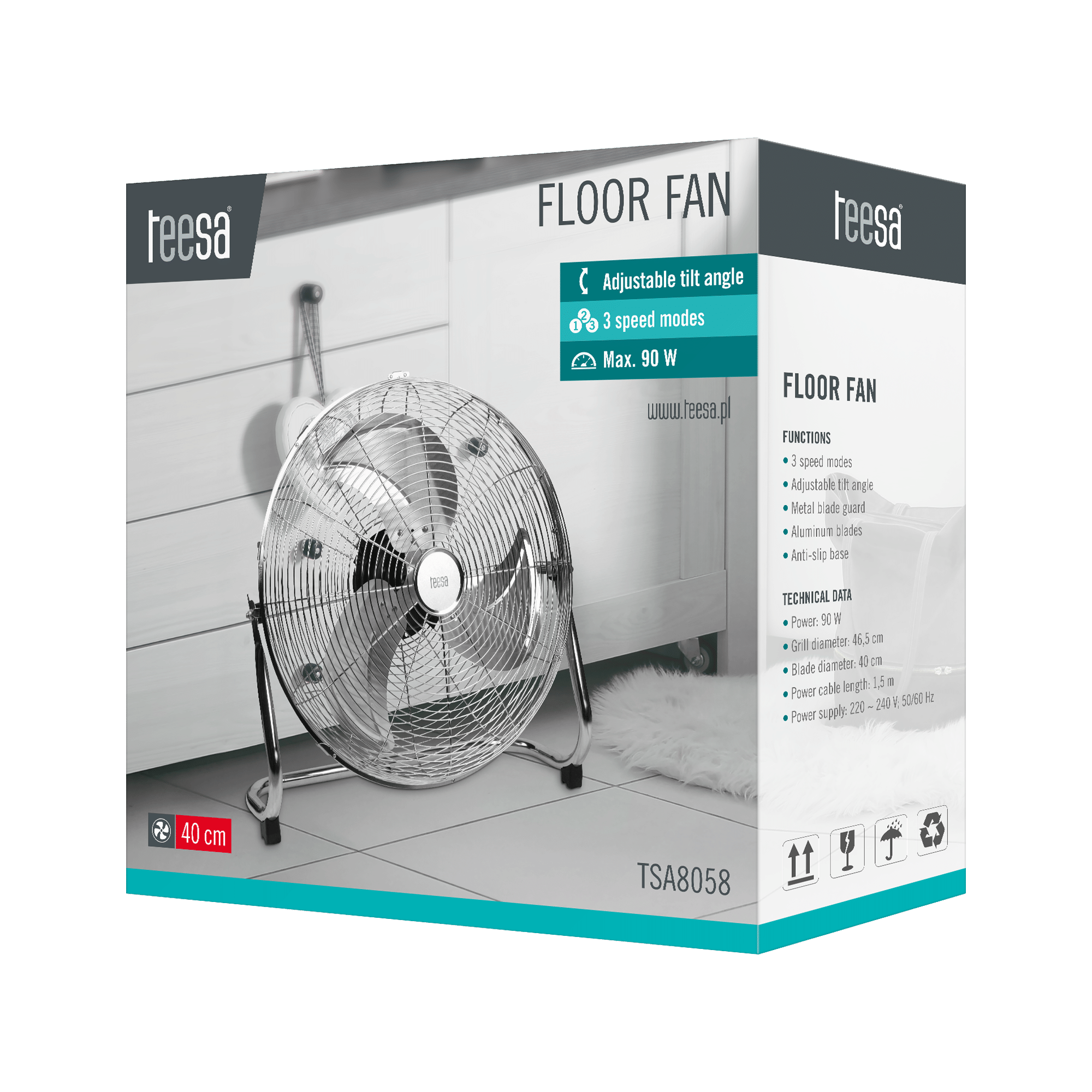 TSA8058 Wentylator podogowy Teesa 40cm