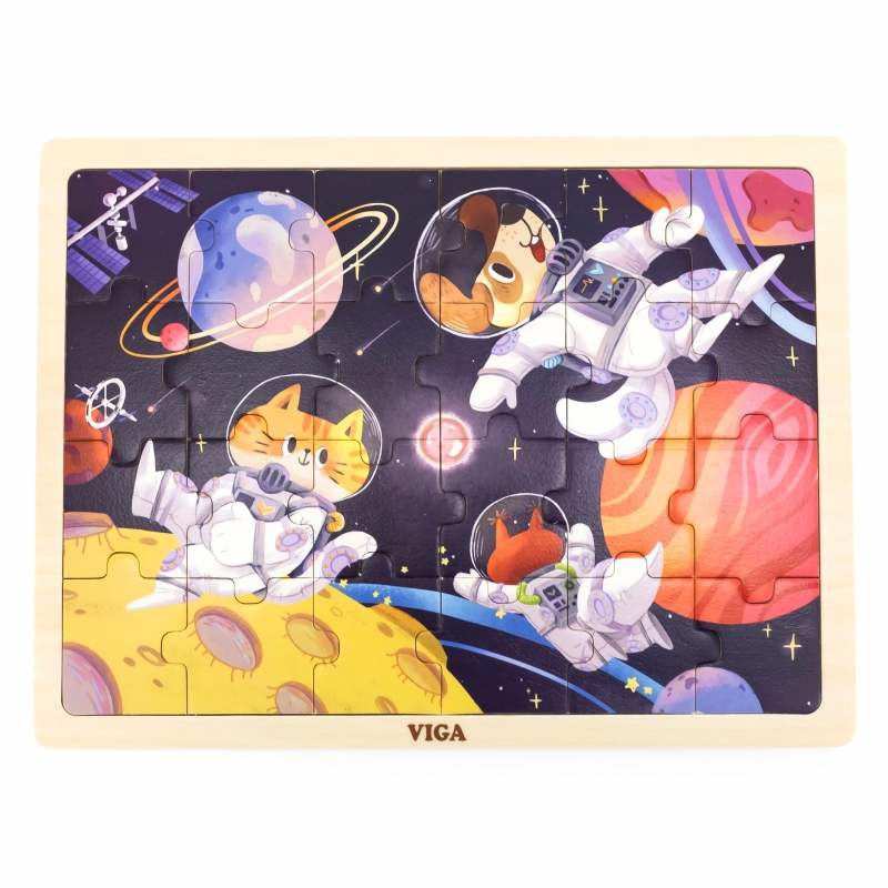 VIGA Drewniane Puzzle Układanka 24 el. Kosmiczna Przygoda - 1