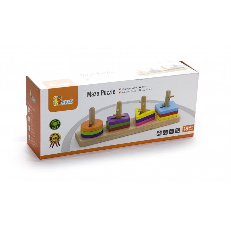 Drewniane klocki Viga Toys z sorterem ksztaltow