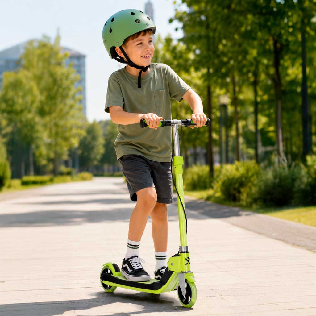 KX2778_2 Hulajnoga dla dzieci TRIKE FIX dwukołowa LED składana podwójne hamulce neon zielony - 3