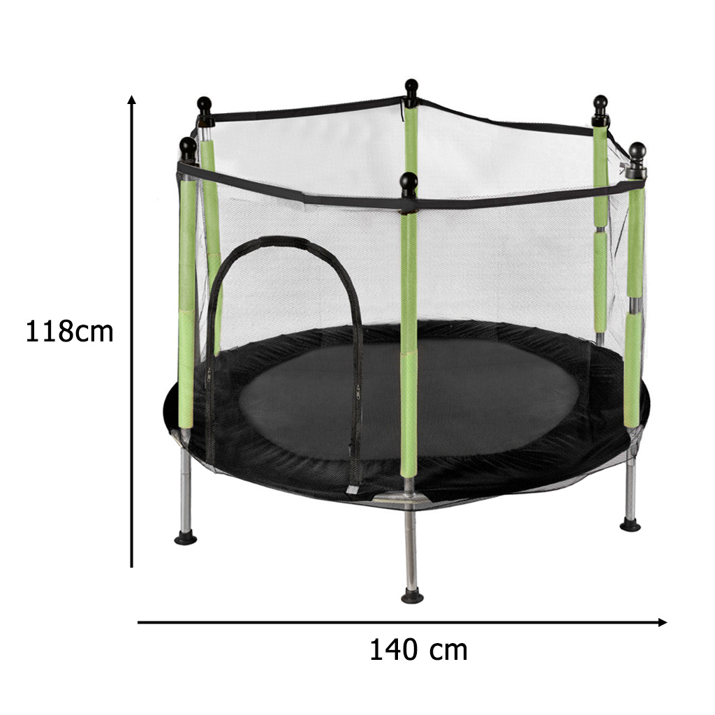 KX3215 Trampolina ogrodowa dla dzieci siatka 140 cm zielona - obrazek 2