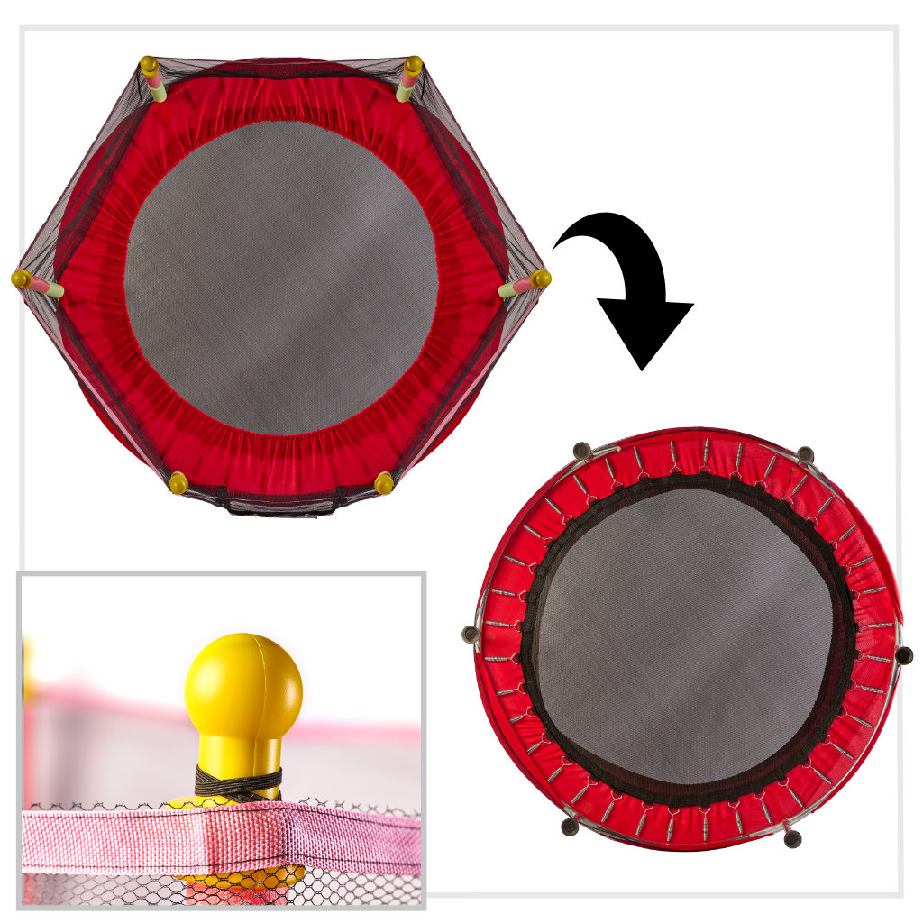 KX3936 Trampolina ogrodowa dla dzieci siatka 140cm 55inch czerwona - obrazek 2