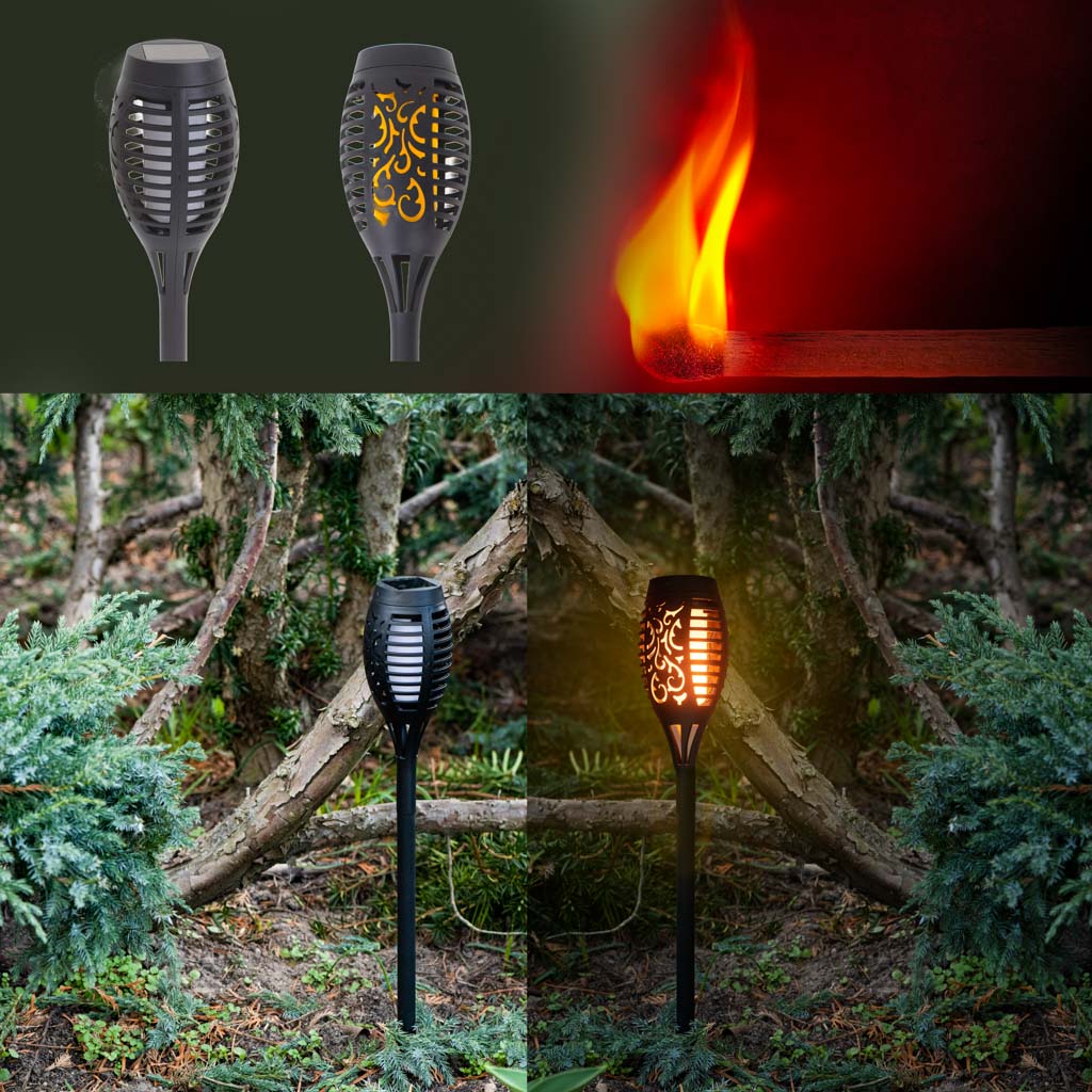 KX4966 Lampy solarne ogrodowe pochodnie 12LED 4szt.