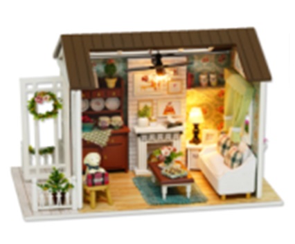 KX6995 Domek dla lalek drewniany salon + meble