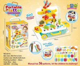 KX7838_4 Puzzle Klocki w walizce + wkretarka 258