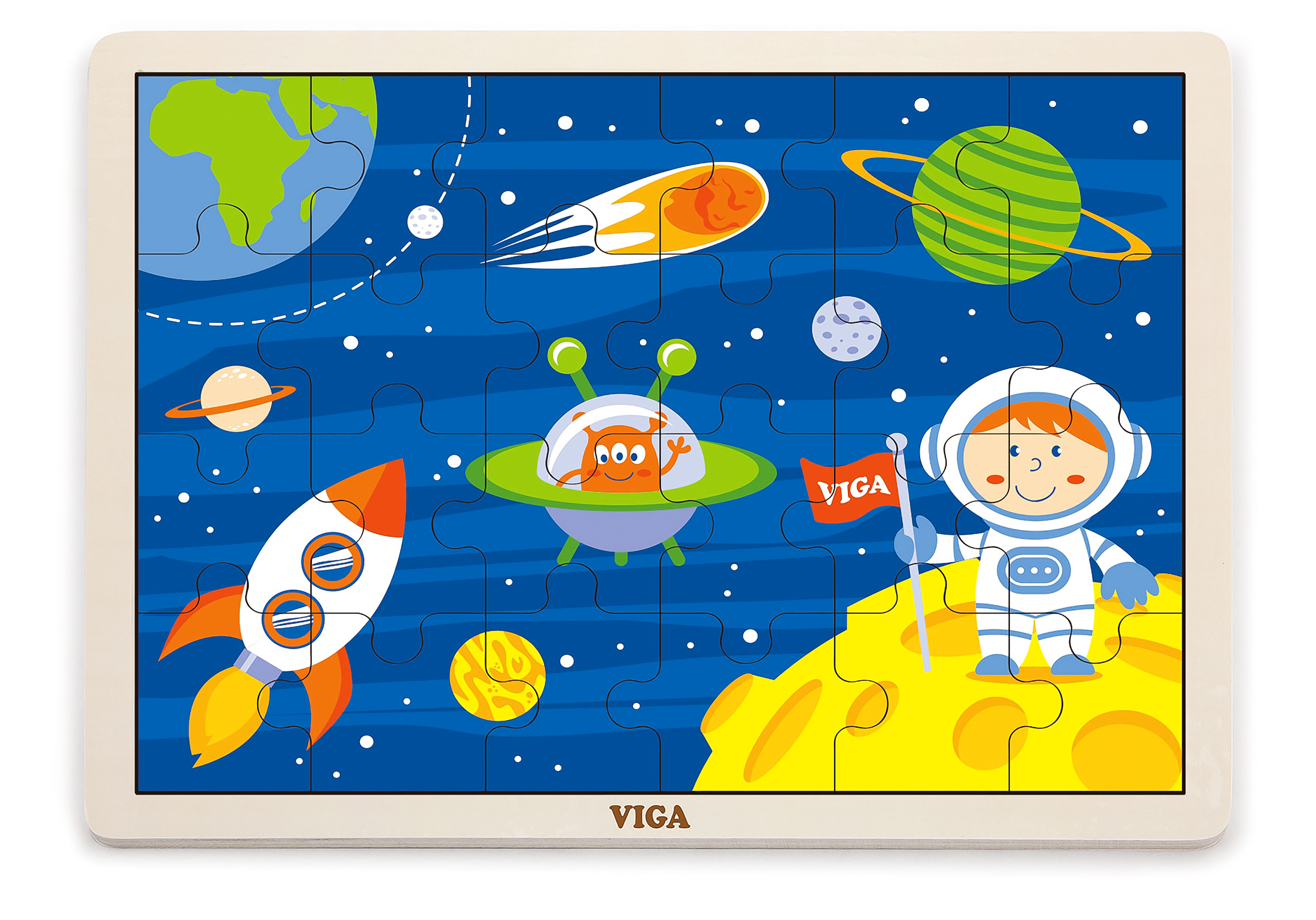 ND18_3308 Viga 51461 Puzzle na podkładce 24 elementy - kosmiczna przygoda - 1