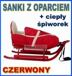 PICCOLINO CZERWONE Sanki ze spiworkiem i oparciem