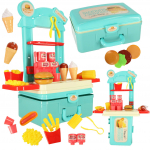 KX4305 Kuchnia dla dzieci w walizce zestaw do hamburgerów fastfood lody frytki 55cm